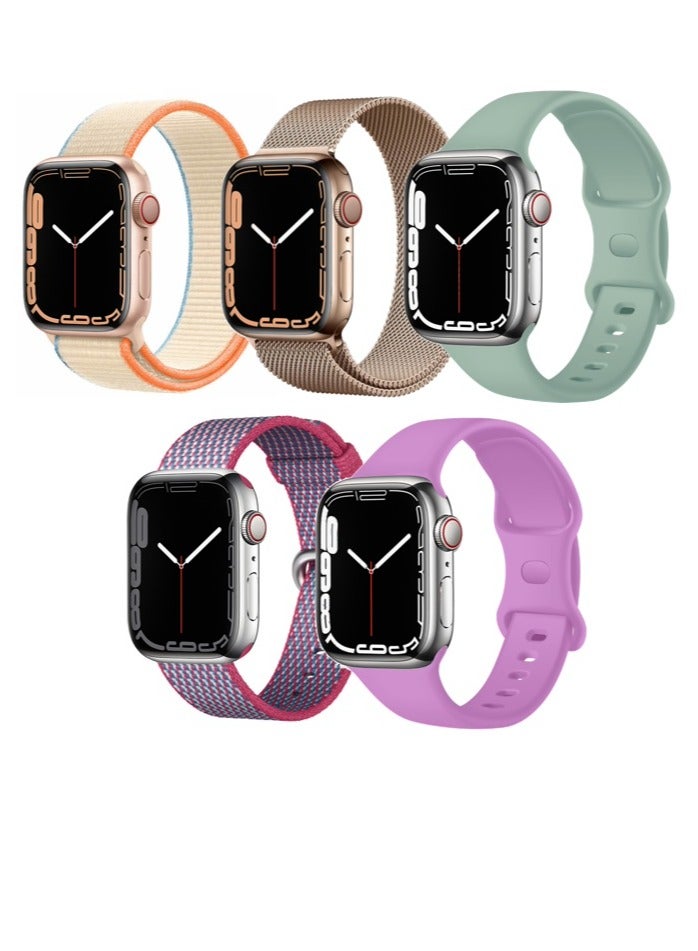 Compare 5pcs Watch Bands Replacement for Apple Watch Strap Compatible with Apple Watch 42414038mm Series 10987654SE at KSA Price