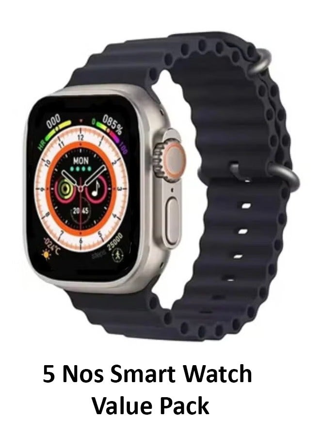 Compare T500 Ultra Smart Watch 5 Pieces Value pack With Bluetooth Calling Function Black at KSA Price