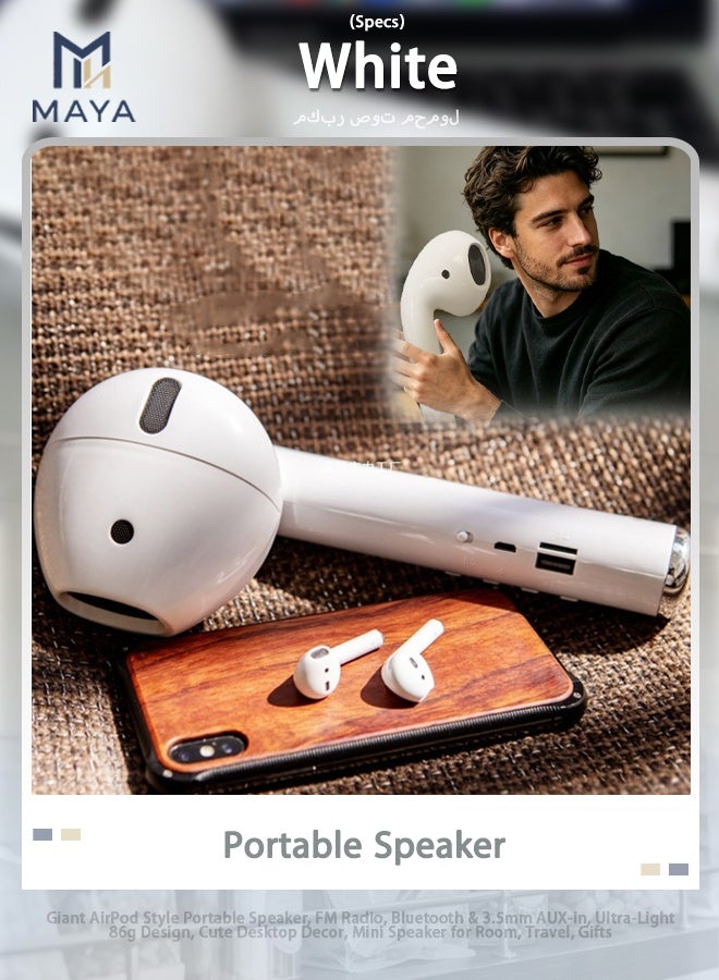 Giant AirPod Style Portable Speaker, FM Radio,…