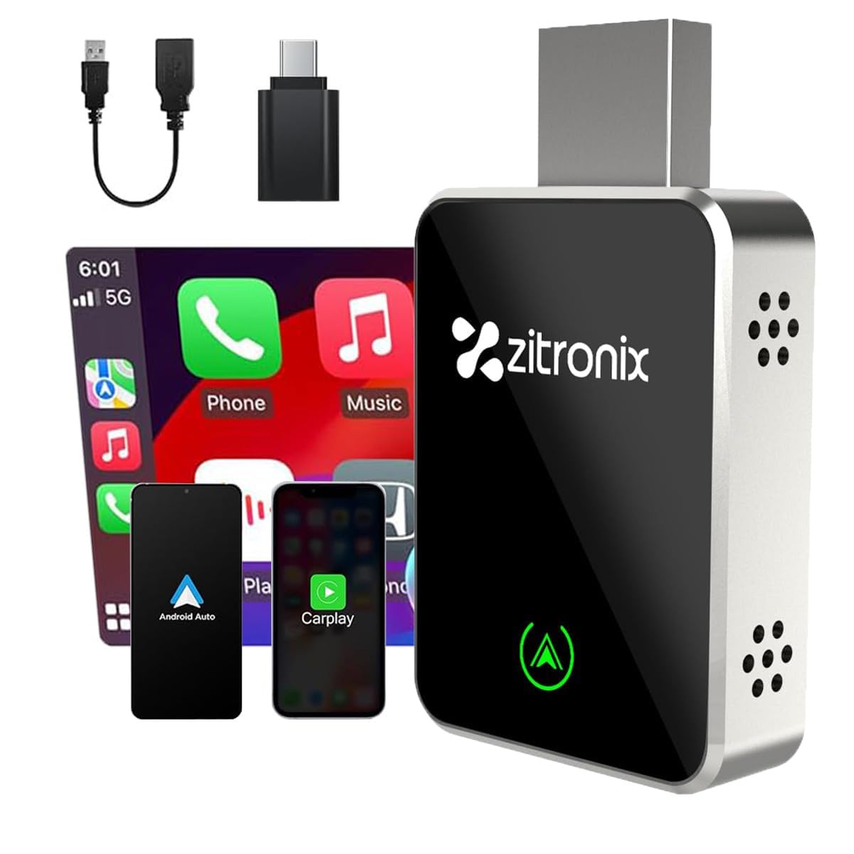Compare HASTHIP® 2in1 Wireless CarPlay & Android Auto Adapter Converts Wired Android Auto & CarPlay to Wireless Both USB and TypeC Ports Can Be Used at KSA Price
