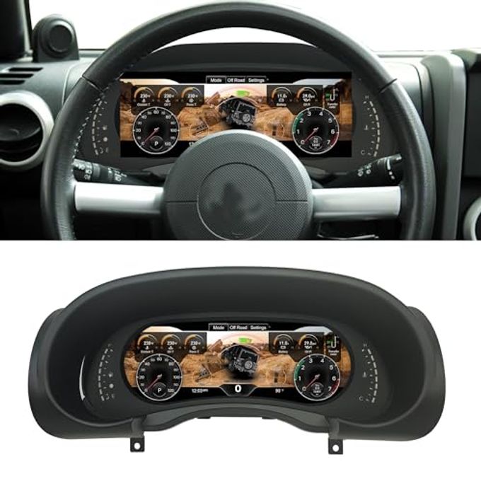 Compare Cluster For Jeep Wrangler Jk 20072010, 12.3 Digital Speedometer Screen With Hd 1920X720 Screen, Aftermarker Instrument Dashboard Replacement For Jk at KSA Price