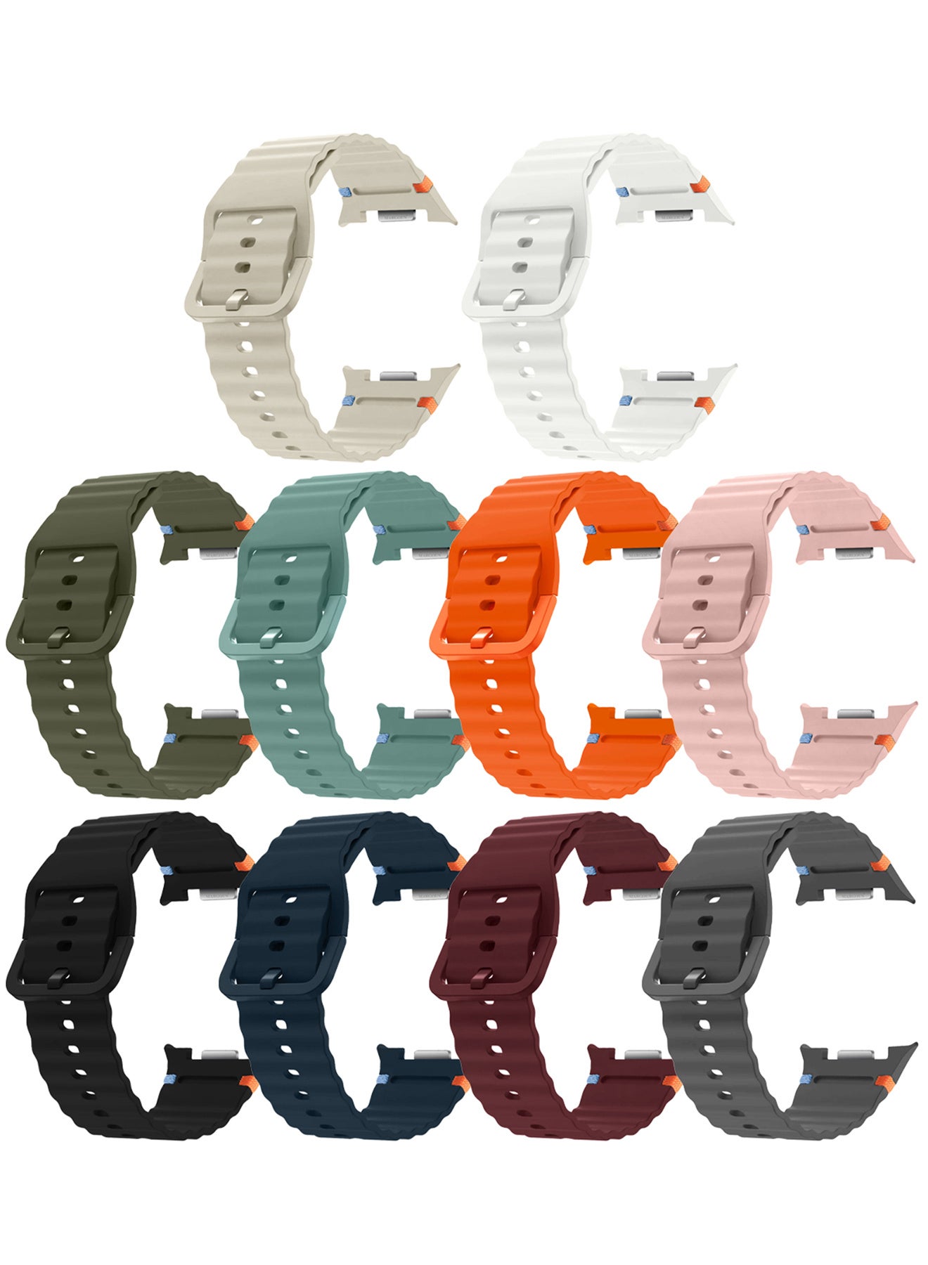 Compare 10 Packs Silicone Ocean Band for Samsung Galaxy Watch 8 Classic 46mm and Watch 8 40mm 44mm  Sport Band Strap at KSA Price