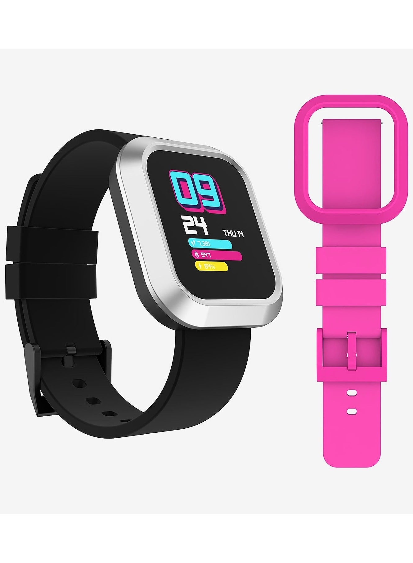 Compare iTouch Unisex Interactive Flex Watch SilverBlack with  Interchangeable Silicone Strap, TF415AB02 at KSA Price