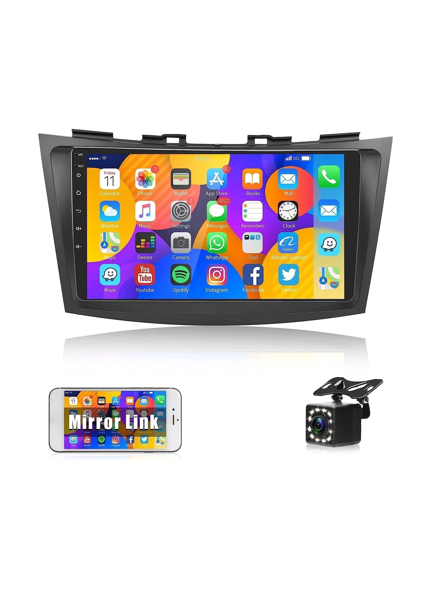 Compare Android Car Stereo for Suzuki Swift 2011 2012 2013 2014 2015 2016 2017 6GB RAM 128GB ROM 9 Inch Support SIM Card, Apple Carplay, MirrorLink WiFi BT, IPS Touch Screen with Backup Camera Included at KSA Price