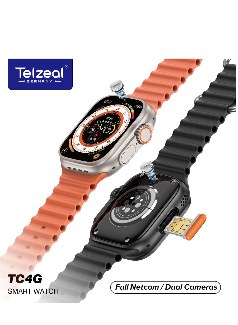 Telzeal TC4G Full Screen Display WATERPROOF Dual Camera…