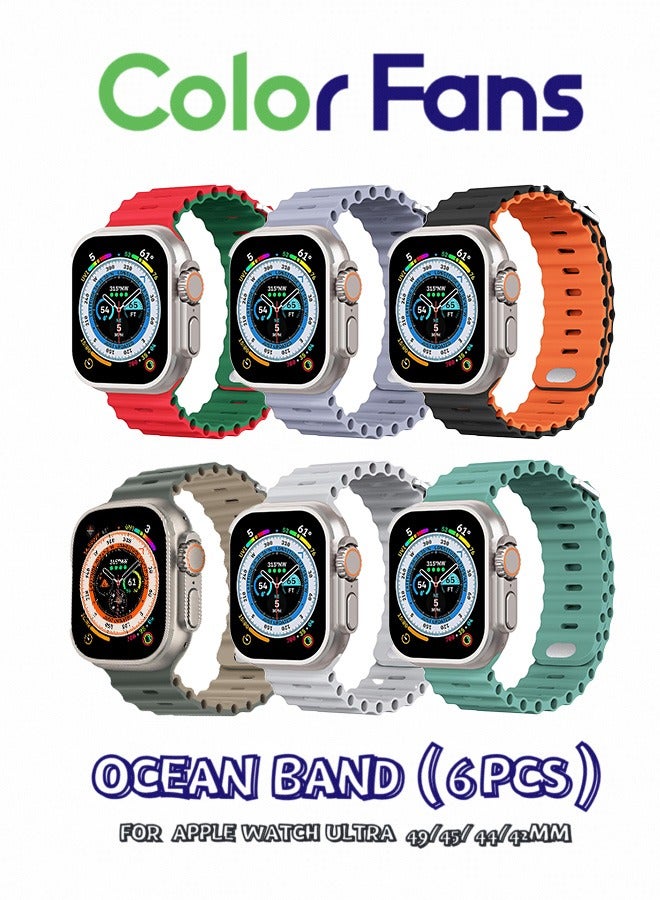 Compare Ocean Band 6Pack for Apple Watch UltraSeries 81: 4249mm Silicone Straps in RedEmerald GreenLavender GrayBlackOrangeGray GreenKhakiGrayCactus for Men and Women at KSA Price