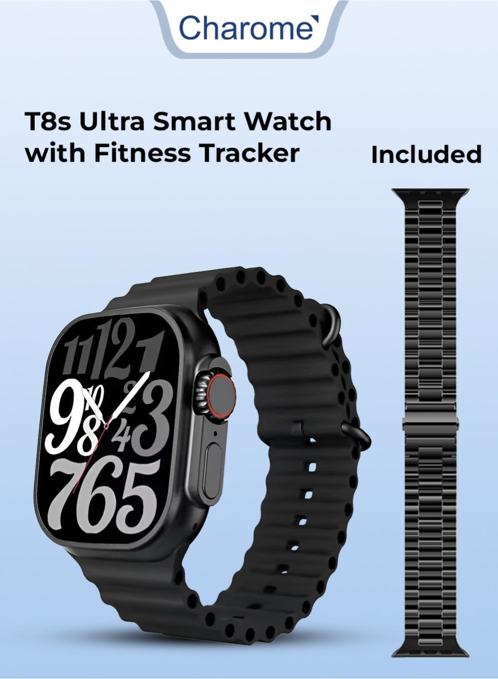 Compare Charome T8s Ultra Max HD Call Smart Watch Two Straps at KSA Price