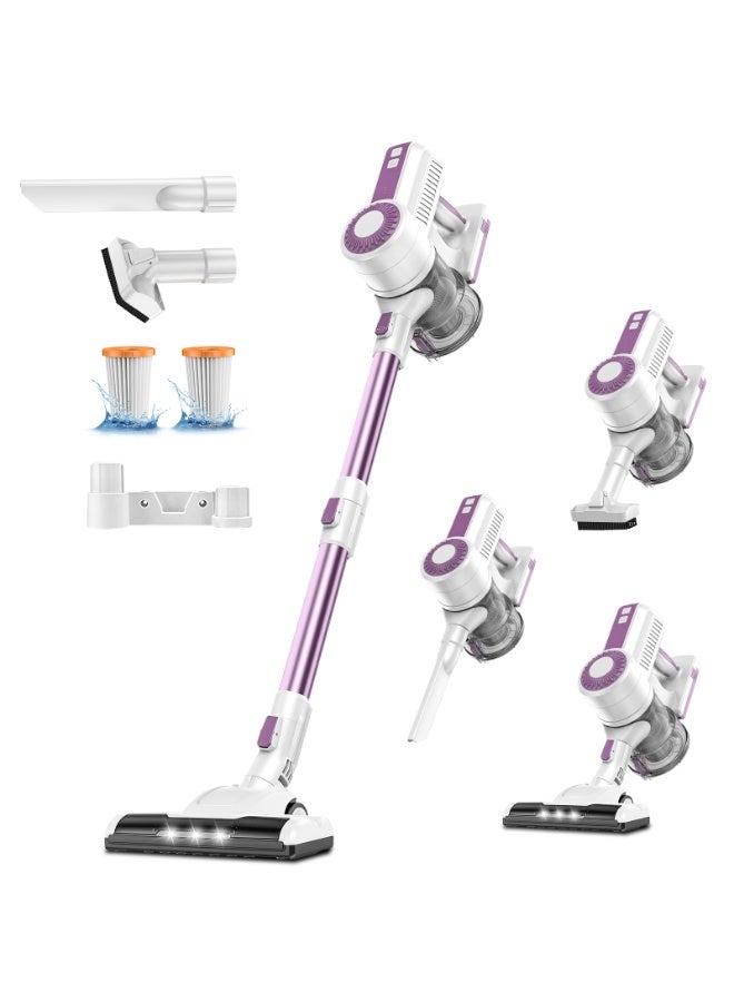 Compare L12E Cordless Vacuum Cleaner, 46KPa Powerful Suction Stick Vacuum, 6in1 with 2Speed for Home, 4H Fast Charge, LED Headlight, OneClick Empty, Detachable Tube, 1.8kg for Home & Car, Purple at KSA Price