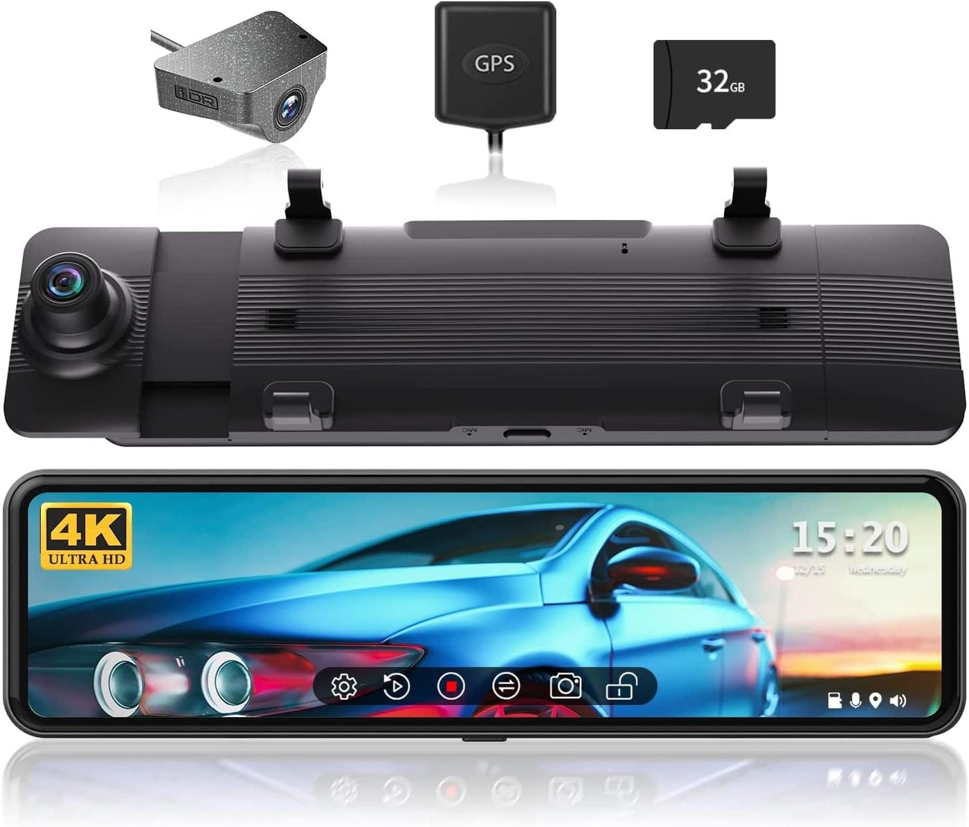 REDTIGER T700 Rear View Mirror Camera 11in UHD…