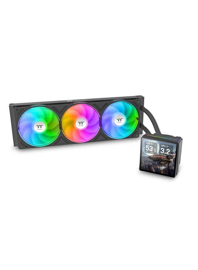 Compare Thermaltake TH360 V3 Ultra ARGB Sync AIO Liquid Cooler – 360mm Radiator, 3.95? 720×720 LCD Display, Triple 120mm PWM ARGB Fans, Copper Cold Plate, TT RGB PLUS 3.0 AI Forge, 365W TDP, Intel & AMD Compatible, Black | CLW474PL12SWA at KSA Price