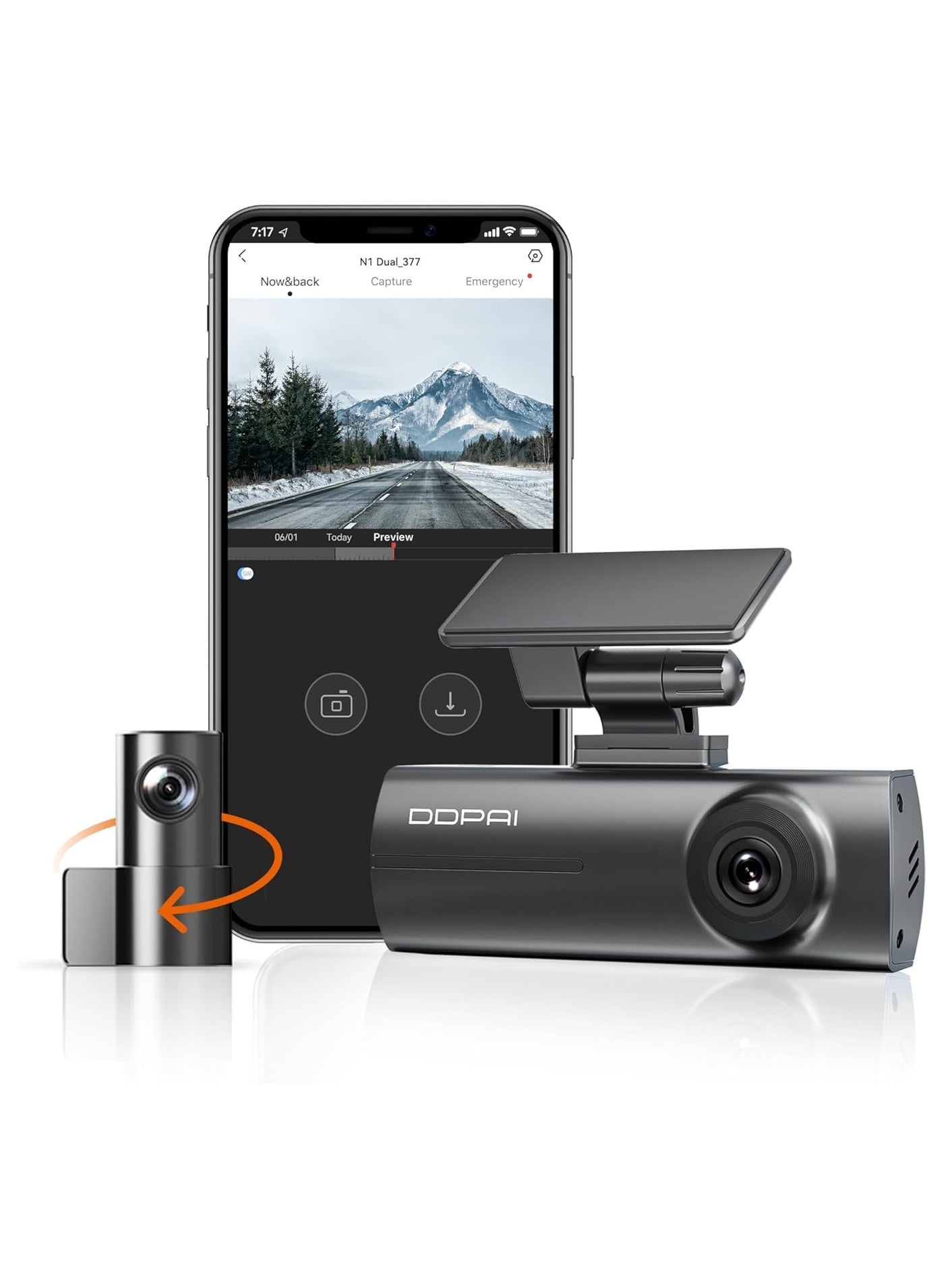 DDPAI Dash Cam for Cars, 1296P + 1080P Front…