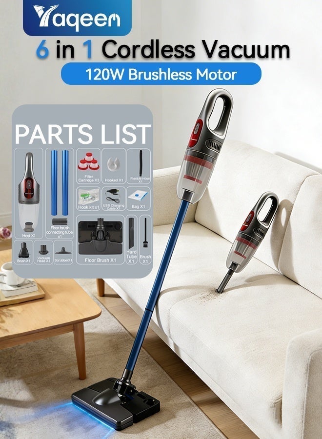 6 In-1 Cordless Vacuum 120W Brushless Motor, Handheld…