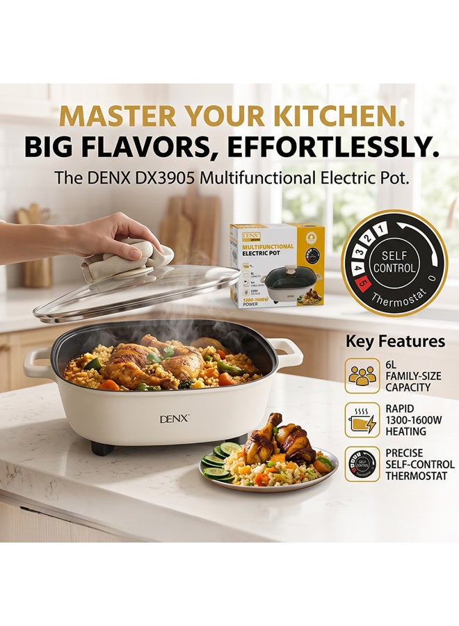 Compare DENX DX3905 Multifunctional Electric Pot 6L – 1300–1600W at KSA Price