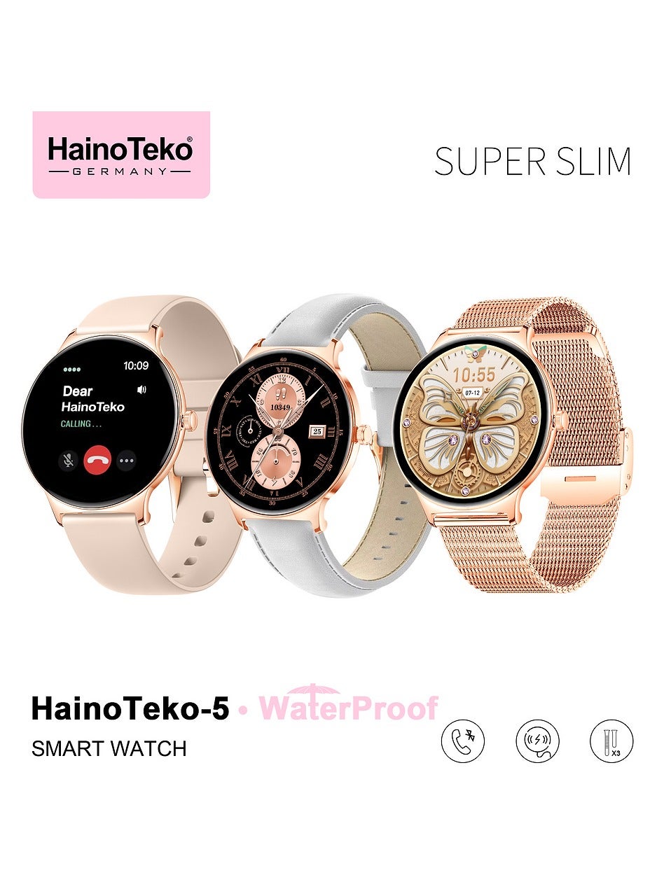 HainoTeko-5 Super Slim Smart Watch Round Shape AMOLED…