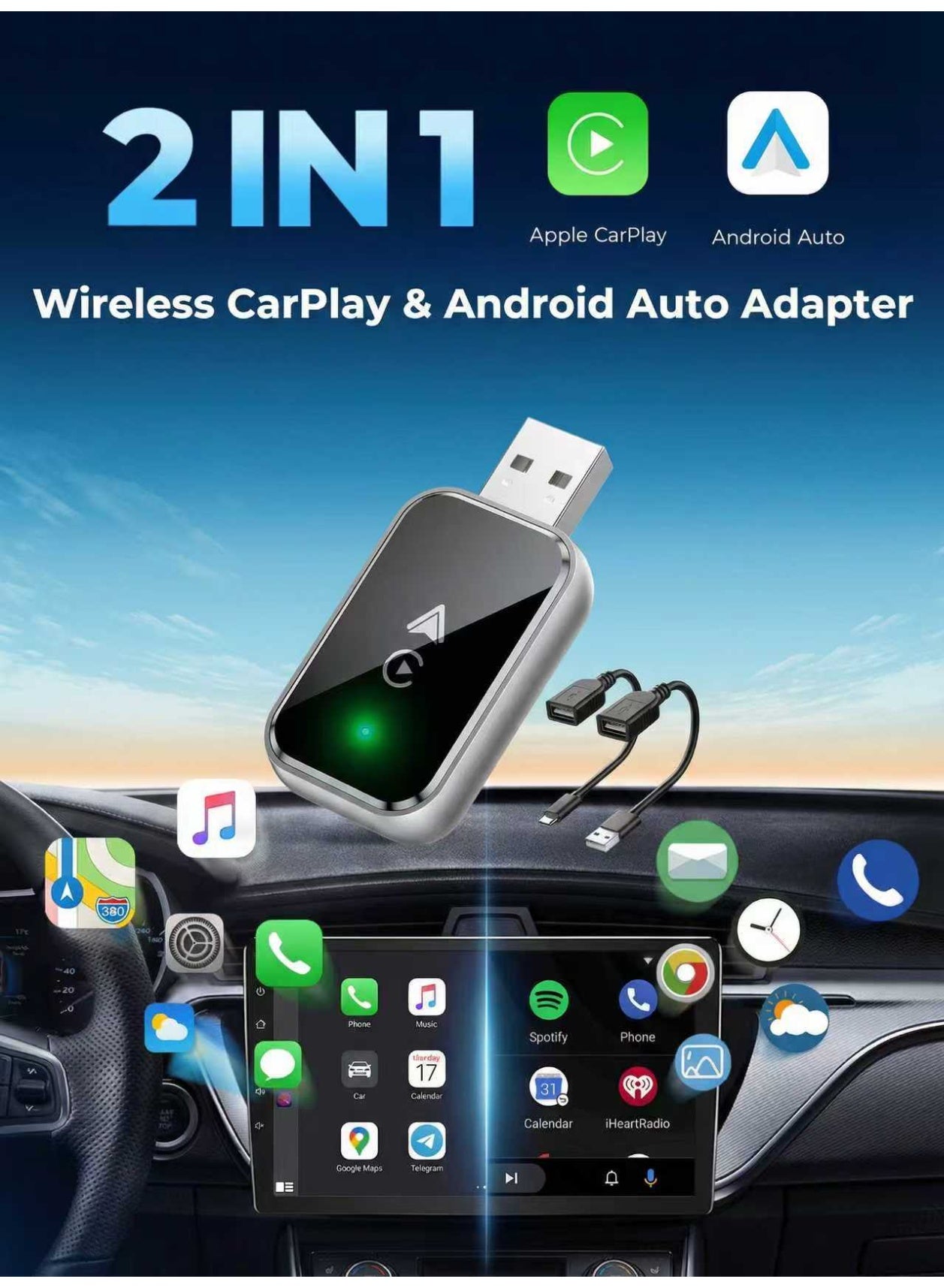 2 in 1 Wireless CarPlay and Android Auto…