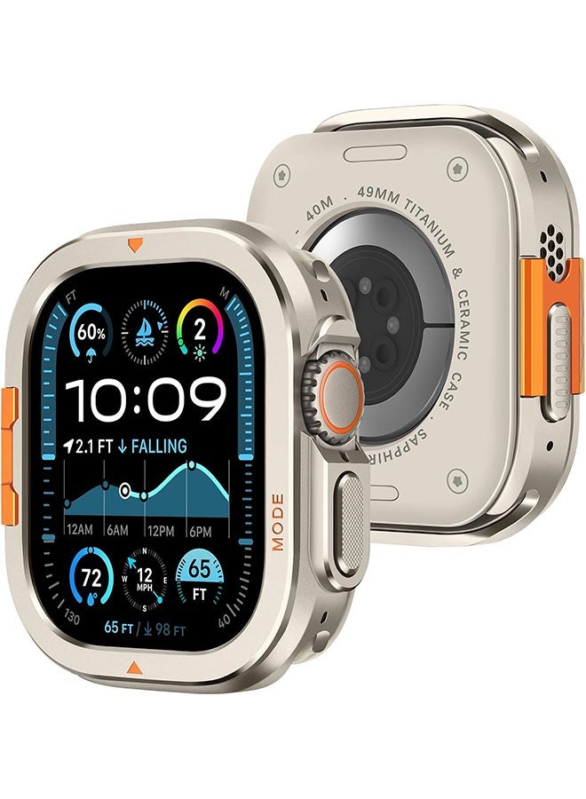 Compare 2 in 1 Metal Case for Apple Watch Ultra 321 49mm, Rugged Metal Bumper with Full Back Cover – Shockproof Protective Case for iWatch Ultra 49mm, Titanium Color at KSA Price