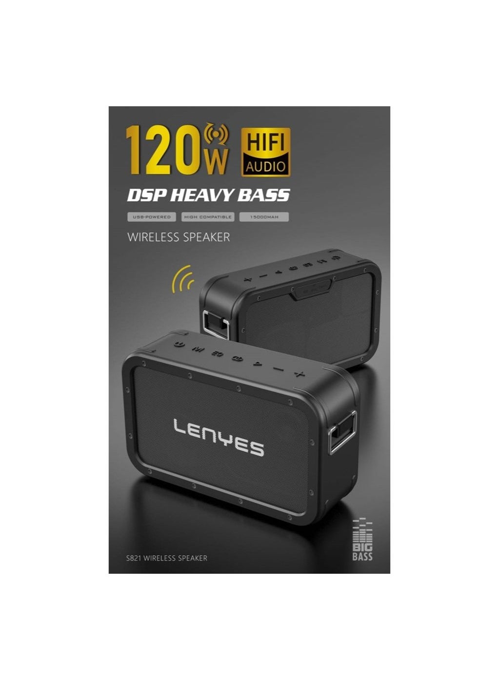Compare Lenyes S821 120W Wireless Bluetooth Speaker with DSP and Super Bass at KSA Price