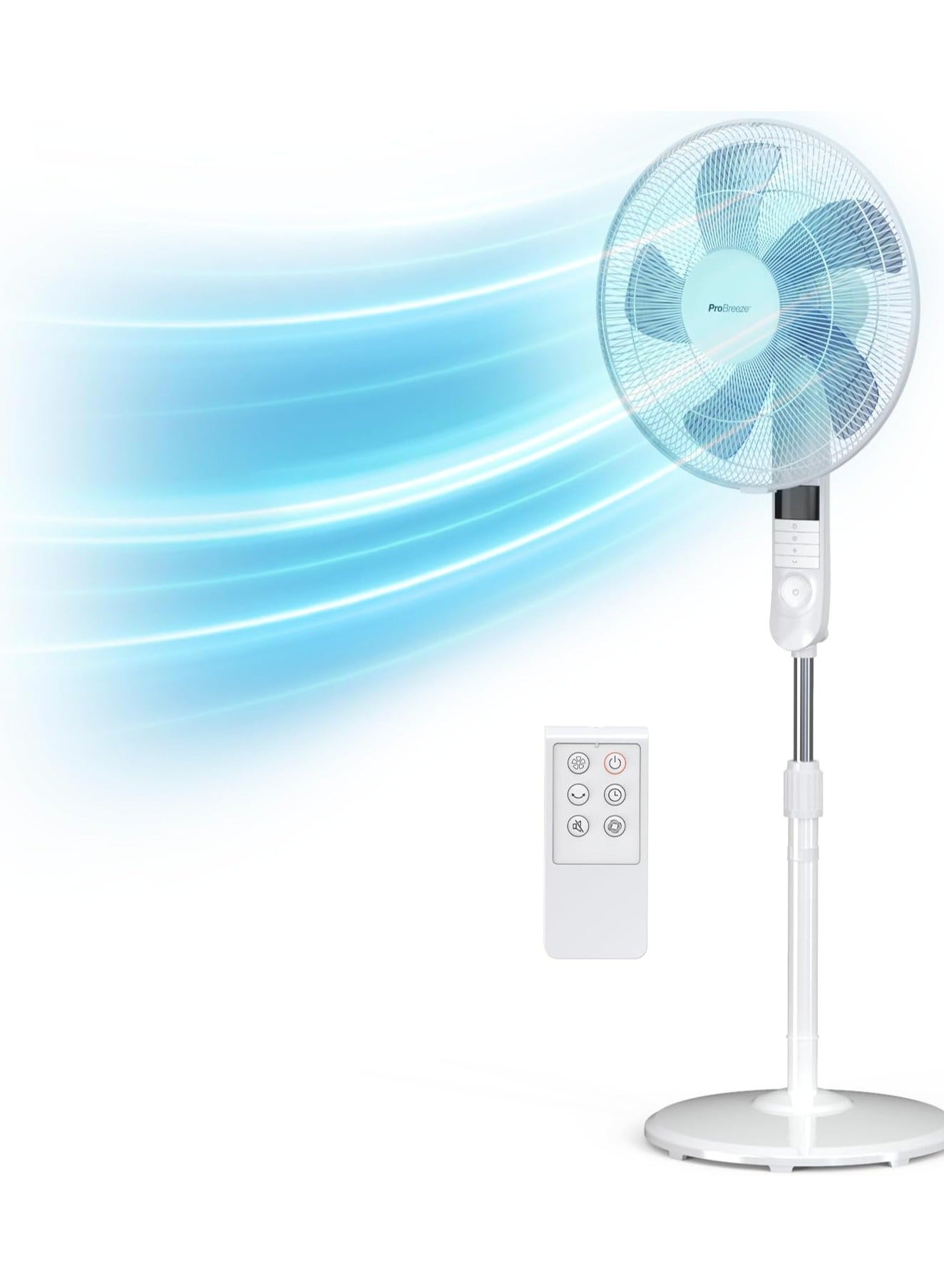 Compare 16,inch Pedestal Fan with Remote Control and Led Display, 4 Operational Modes, 80 Degree Oscillation, Adjustable Height Pivoting Head, Perfect for Homes, Offices Bedrooms , White at KSA Price
