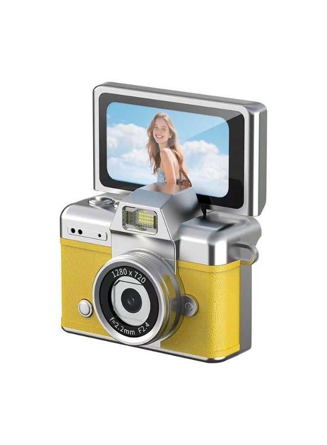 Compare Fliptop mini camera with builtin flash, portable keychainstyle camera, suitable for travel and daily use, can also be given as a gift to others yellow at KSA Price