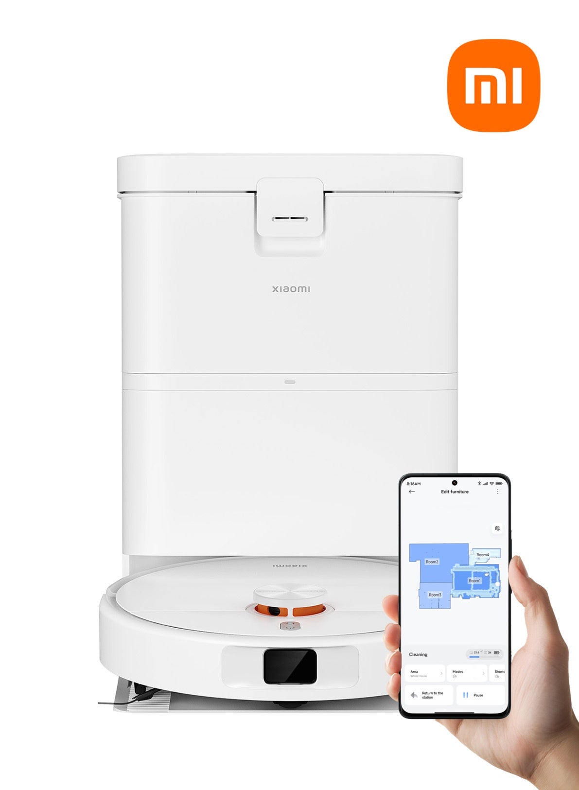 Compare Xiaomi H50 Robot Vacuum & Mop, 10000Pa Suction,dualantitangle design，LDS Navigation, Auto Mop Washing & SelfEmptying AllinOne Omni Station 4 L 55 W OV43 white at KSA Price
