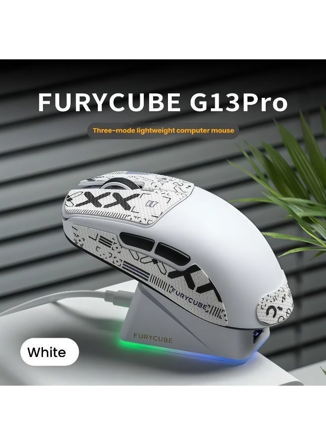 Compare FURYCUBE G13Pro Lightweight Wireless Gaming Mouse with RGB Charging Dock, TriMode 2.4GUSBC WiredBT, 22K DPI, PAW3311 Optical Sensor, HUYU Switch, 5 Programmable Keys for PCMac Black & Sticker at KSA Price