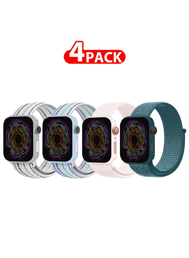 Compare 4 Pack Apple Watch Band 38mm 40mm 41mm Sport Loop Nylon Band Quick Release Soft Fabric Nylon Adjustable Rugged Velcro Replacement Wristband Strap for Men Women Compatible with Series SE7654321 at KSA Price