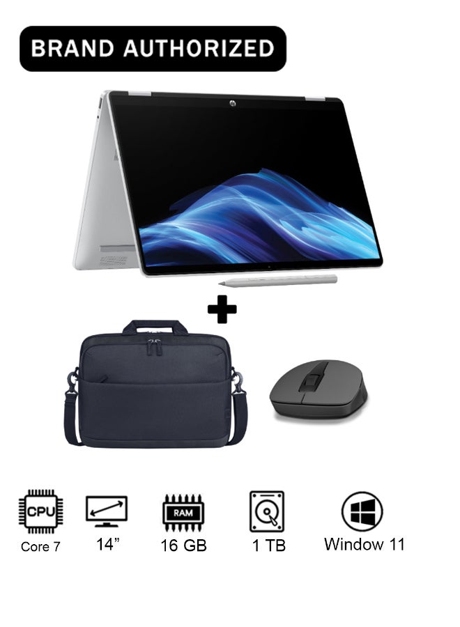Compare OmniBook 5 Flip 14fp0019ne Laptop With 14Inch 2K Display, Core 7 150U Processor16GB RAM1TB SSDIntel Iris XE GraphicsWindows 11 With Backpack And Mouse Glacier Silver at KSA Price