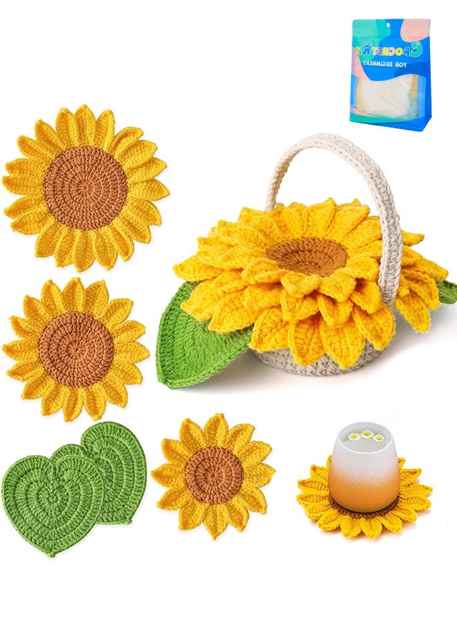 Crochet Kit for Beginners, 5 Pcs Coasters…
