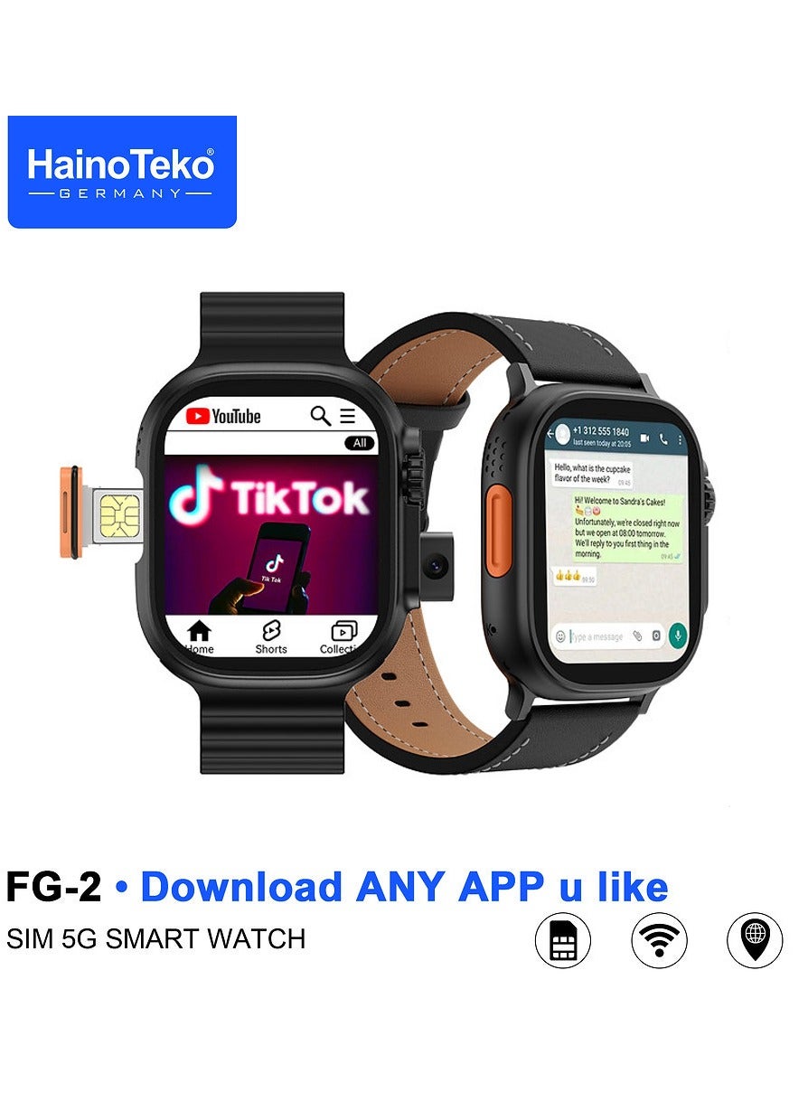 Compare Haino Teko FG2 5G Android Smart Watch With 5G SIM Support Built in Camera and GPS Designed for Ladies and Gents Black at KSA Price
