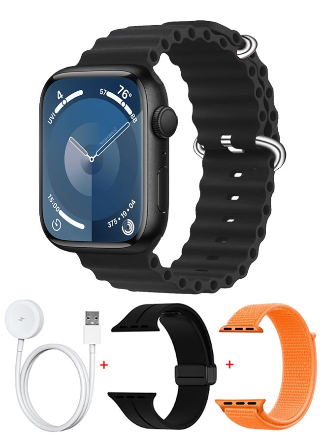 Compare Smart Watch Fitness Tracker 44mm for Android and Ios with 3 Replacement Bands and Charging Cable Multicolour 3 at KSA Price