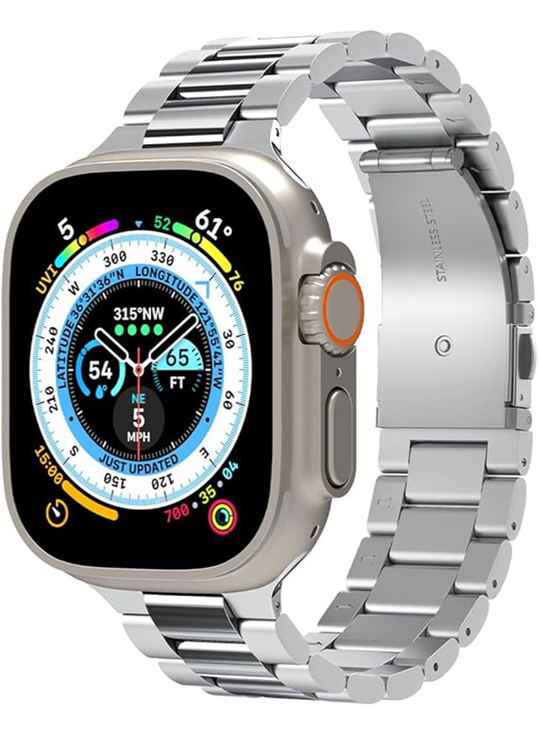 Compare Modern Fit band for Apple Watch Ultra 2  Ultra 49mm, Series 987 45mm, Series SE26SE54 44mm and Series 321 42mm Stainless Steel 316L Band Strap  Silver at KSA Price