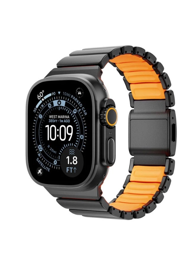 Compare Metal Silicone Magnetic Band Compatible with Apple Watch for Men Women Ultra 4 | 3 | 2 | 1, 49mm45mm44mm42mm  Sport  Strap for iWatch Series 121110987654321, Sandblasted Finish Strap for Men at KSA Price