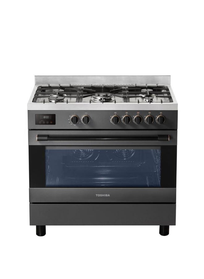 Compare Professional Gas Cooker 90x60 5 SABAF RQ190MG5GEGRSA Stainless Steel Top & Morandi Gray body at KSA Price