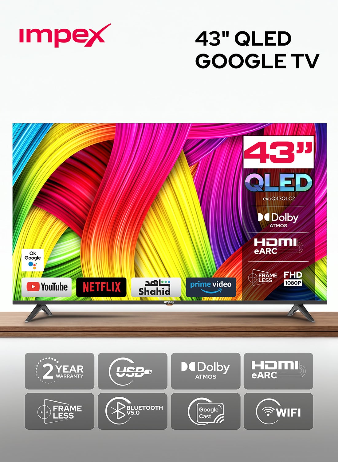 43 Inch QLED Smart TV Full HD, Google TV…