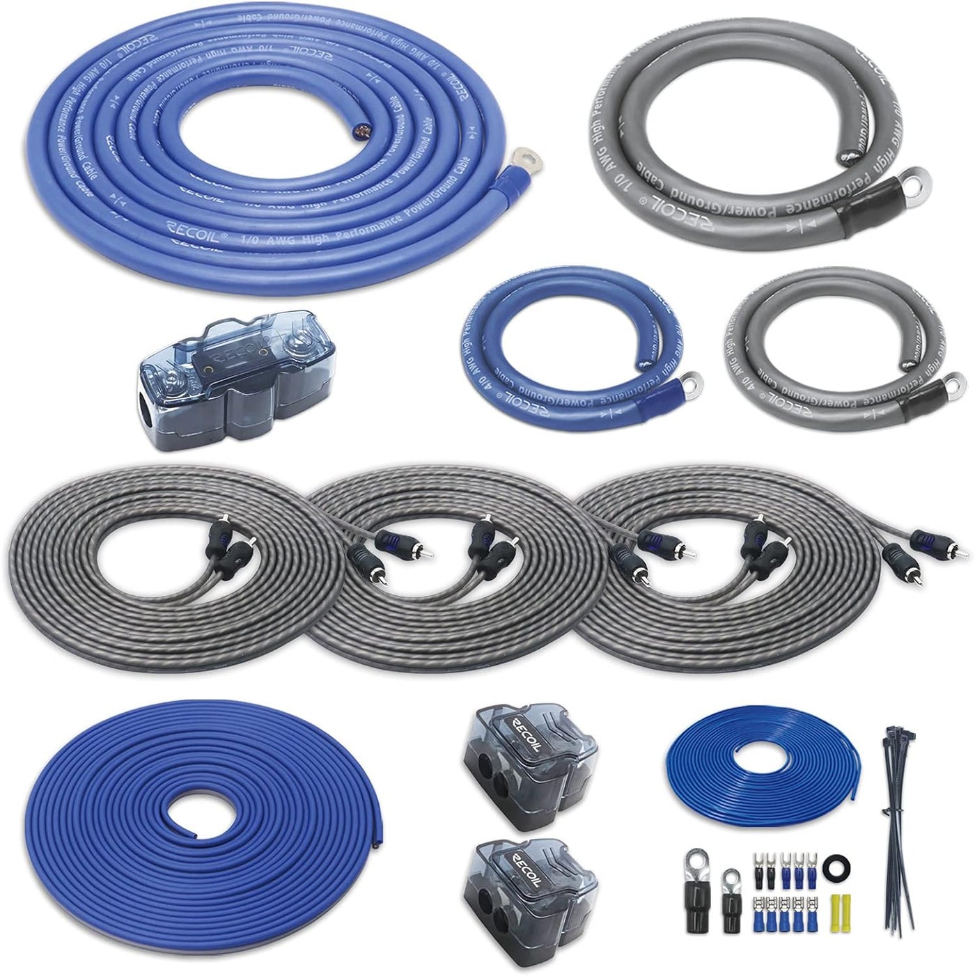 Compare Recoil RCK0D True 0 Gauge Car Audio Dual Amplifiers CCA Wiring Installation Kit with OFC RCA Cable at KSA Price