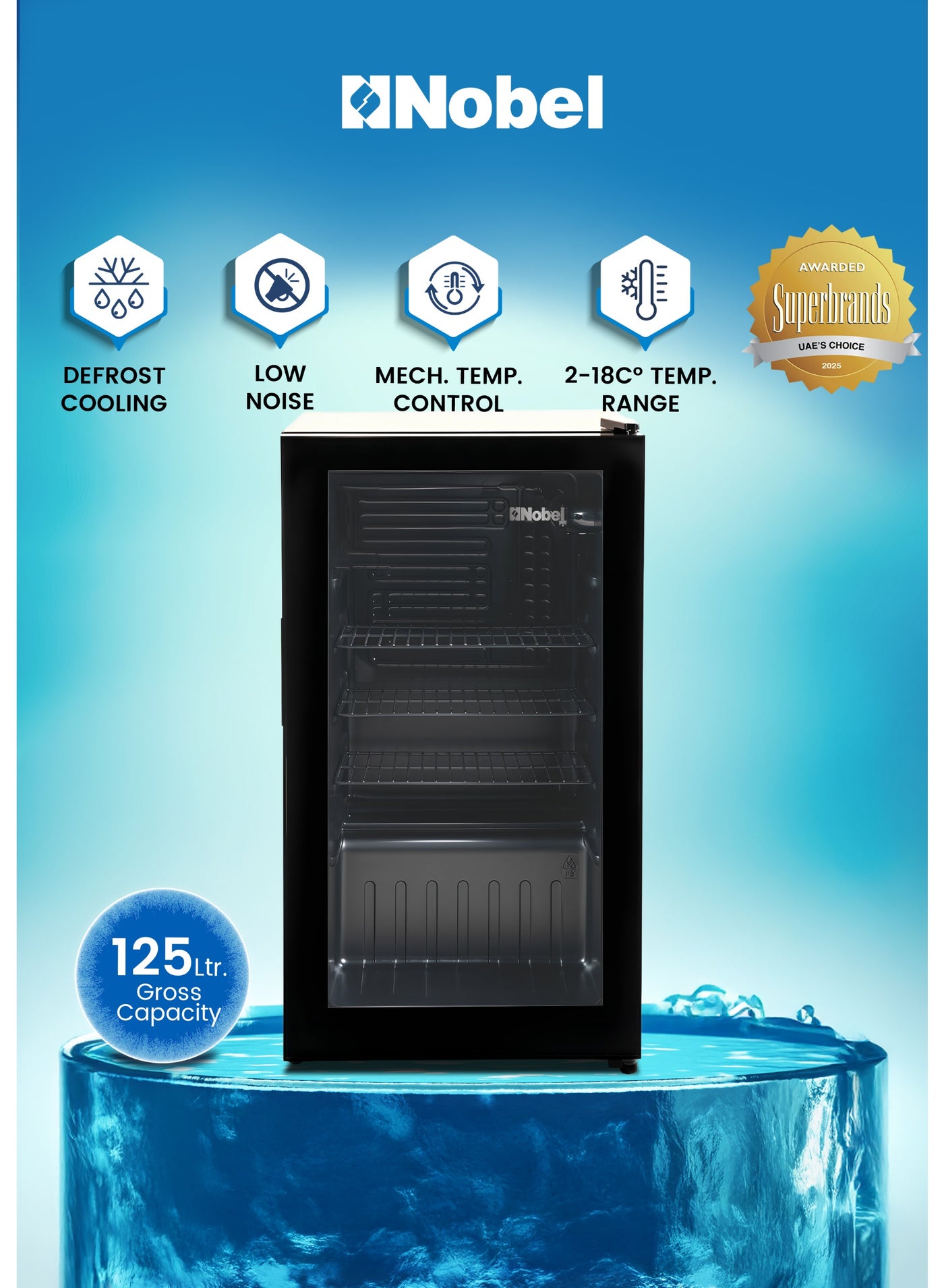 Compare Bottle Chiller Single Door 125L Gross  88L Net Capacity, Mechanical Control, Recessed Handle, Adjustable Temperature, Energy Efficient, R600a Refrigerant  1 Year Warranty 125 L 220 W NBC125RI Black at KSA Price
