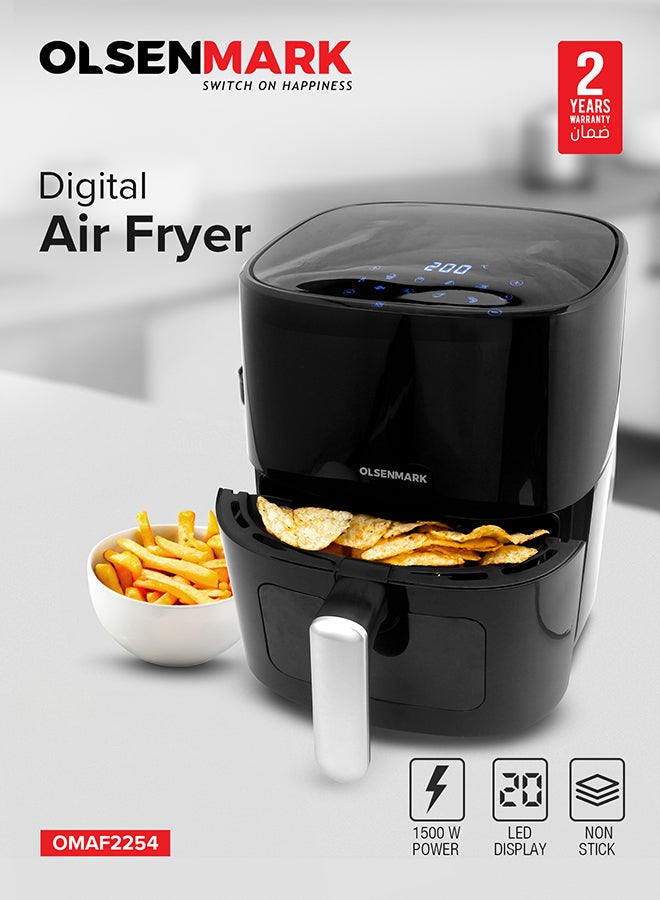 Compare 6L Digital Air Fryer | LED Touchscreen Display, 8 Smart Preset Cooking Modes, NonStick Frying Pot & Tray, OilFree LowFat Cooking, 1–60 Min Timer, Adjustable Temp 80–200°C, 1500W 6 L 1500 W OMAF2254J BlackWhite at KSA Price
