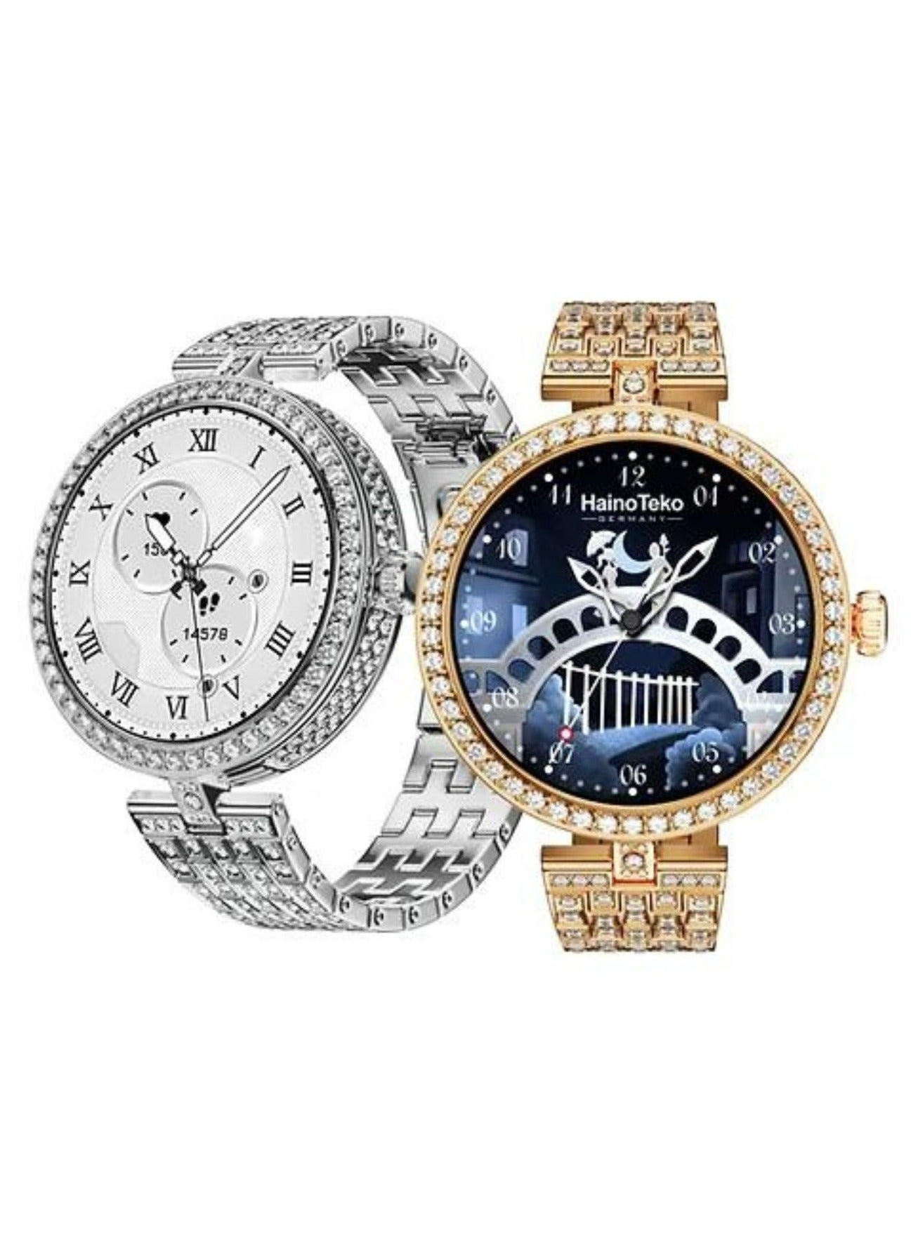 Compare RW51 Ladies Smartwatch – Round AMOLED Display, Wireless Charger Included, Fitness Tracker, Heart Rate & Sports Mode, Waterproof, Compatible with Android & iOS – Silver at KSA Price