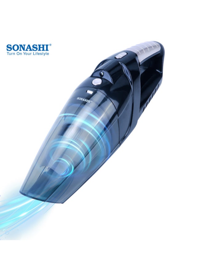 Compare Rechargeable Vacuum Cleaner Portable Design With Wet & Dry Functionality, With HEPA Filter And Easy Charging Slots, Continuous Working Of 22 Mins, Perfect Hoover For Home And Car 80 W SRVC9037 Black at KSA Price