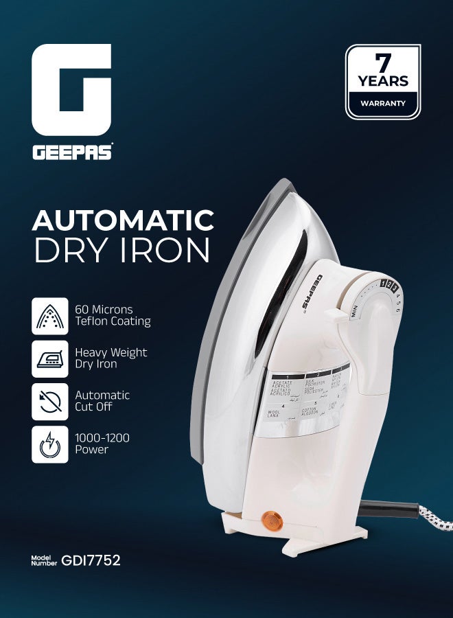 1200W Heavyweight Automatic Dry Iron - Teflon…