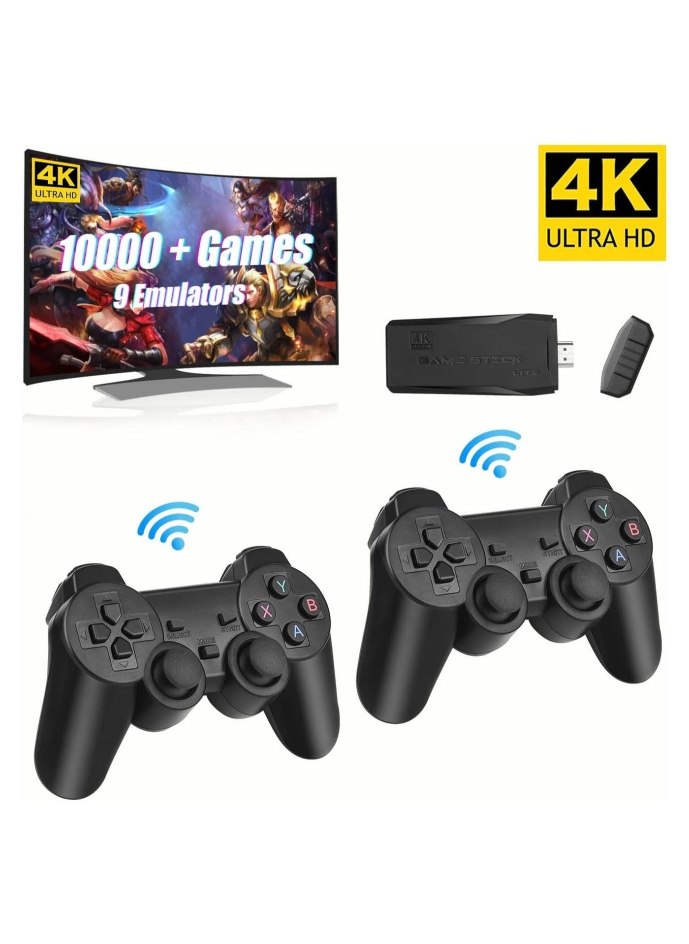Compare Wireless Retro Game Console, Plug & Play Video TV Game Stick With 10000+ Games Builtin, 9 Emulators, 4K HDMI Output for TV with Dual 2.4G Wireless Controllers at KSA Price