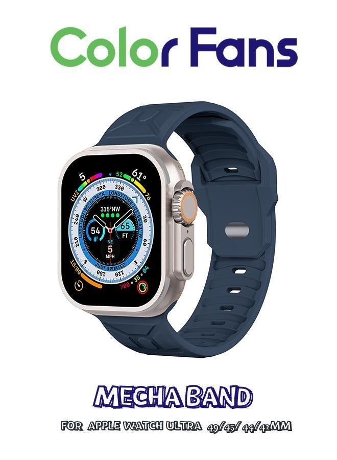 Compare Soft Silicone Sport Band for Apple Watch Ultra 49mm, 45mm, 44mm, 42mm  Deep Blue  Replacement Strap for iWatch Series 8, 7, SE, 6, 5, 4, 3, 2, 1  For Men and Women at KSA Price
