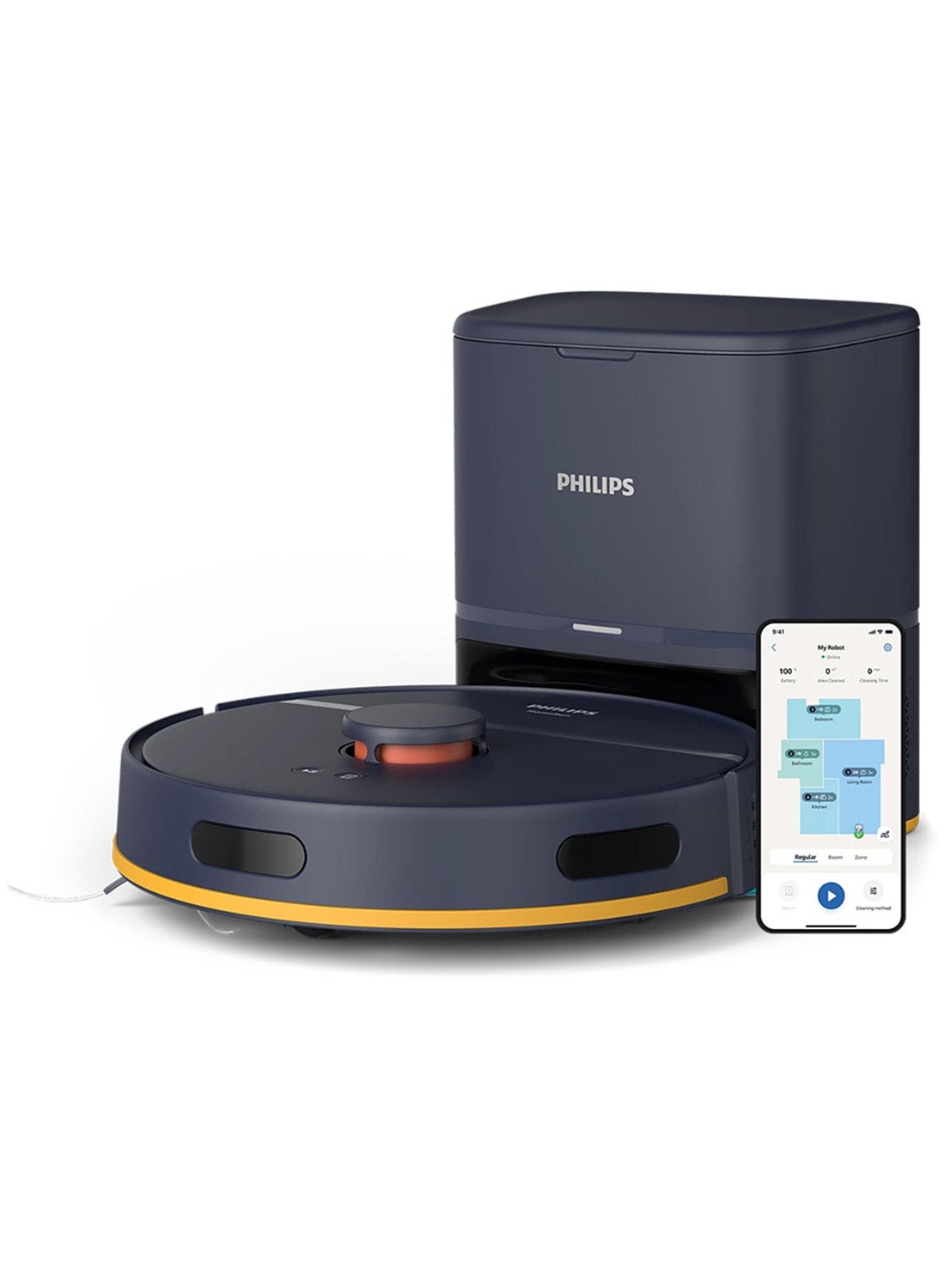 Compare Robot Vacuum cleaner 2000 Series, 6000 pa Strong Suction Power, Up to 120 min Runtime, SelfCharging, AutoEmpty station, 380 ml 680 W XU210015 Dark blue at KSA Price