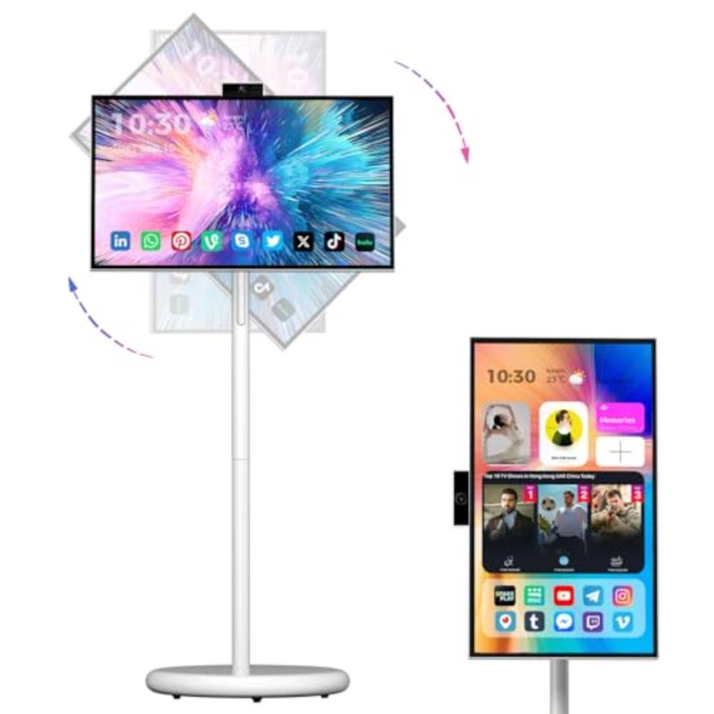 Compare Smart Portable TV On Wheels, 27 Cordless Rolling TV with WiFi 1080P 6+128GB Android 15 EDLACertified, Touch Screen Monitor, BuiltIn 27000mAh Battery Powered, Portable Television with Wireless at KSA Price