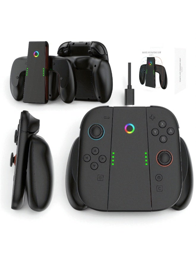 Compare BJBT Magnetic Charging Grip for Nintendo Switch 2 JoyCon 2, RGB LED Indicator, Dual Simultaneous USBC Charging, Ergonomic Gamepad Handle, USBC Cable Included  Black at KSA Price
