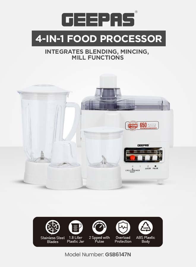 Multi-Functional 4-In-1 Food Processor (Juicer/Blender/…