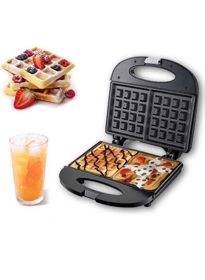 Compare Sandwich Maker，2 Slice Waffle Plates Grill，Personal Breakfast Bread Toaster， Non Stick，for Making Sandwiches, Bread Toast，Black at KSA Price