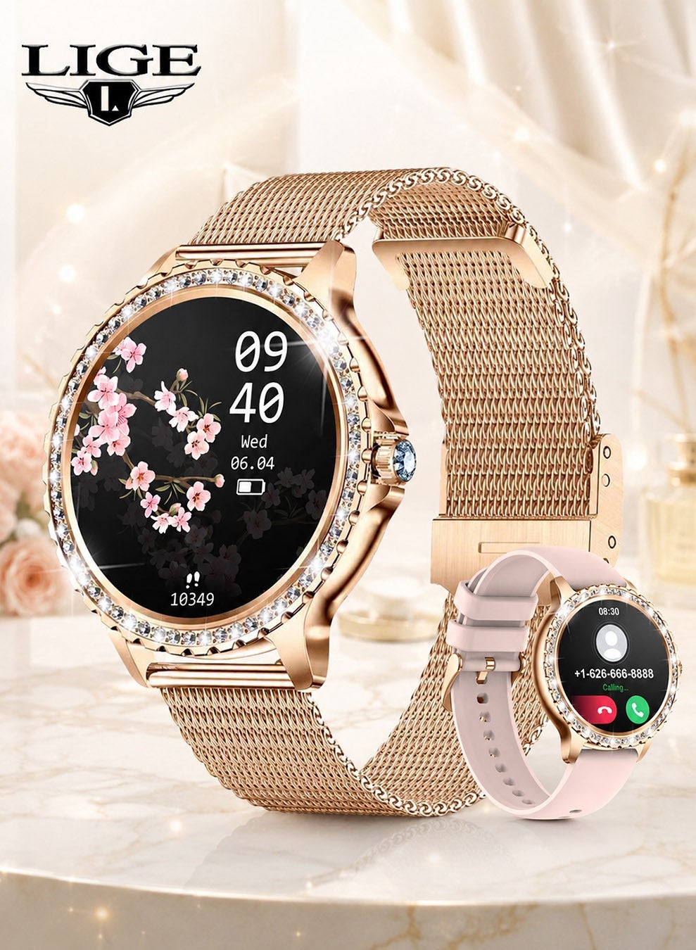 Compare Top Elegant Smartwatches For Women 1.32Inch HD Large Screen, 20+Indoor And Outdoor Sports Modes, Female Physiological Period, Al Voice Assistant+Bluetooth CallDialing, Life Waterproof Ladies Smart Watches Wristwatches Rose Gold at KSA Price