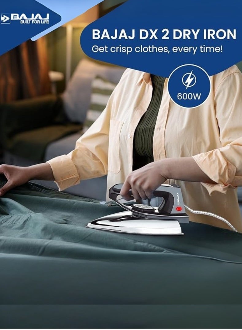 Compare DX 2 Dry Iron | Lightweight & Compact  Dry Iron with NonStick Soleplate, Adjustable Temperature Control & Overheat Safety – 600 W 440210 Black at KSA Price