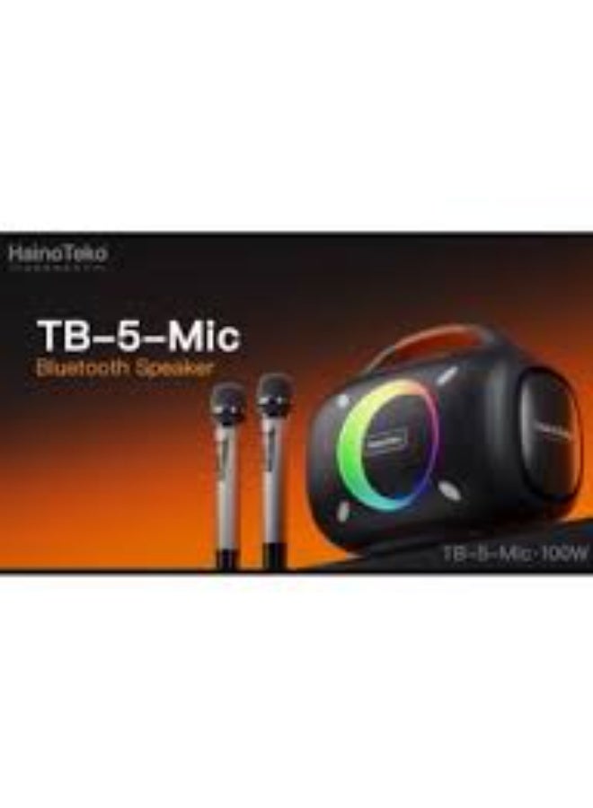 Compare Haino Teko TB5 Mic Wireless Portable Bluetooth Speaker with Dual Microphones and 160W Sound – Black at KSA Price